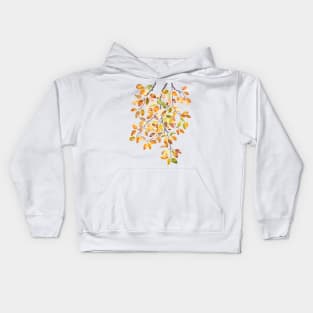 autumn yellow orange beech leaves watercolor Kids Hoodie